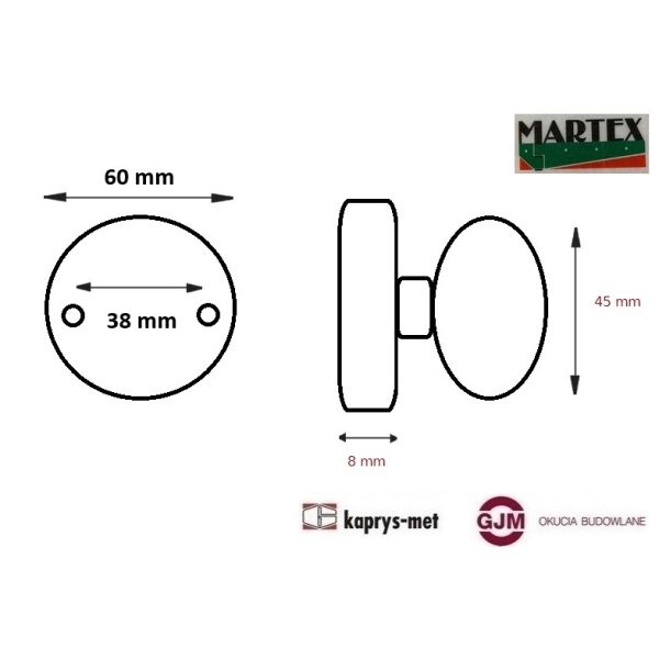 Gałka malowana stała duża brąz Martex