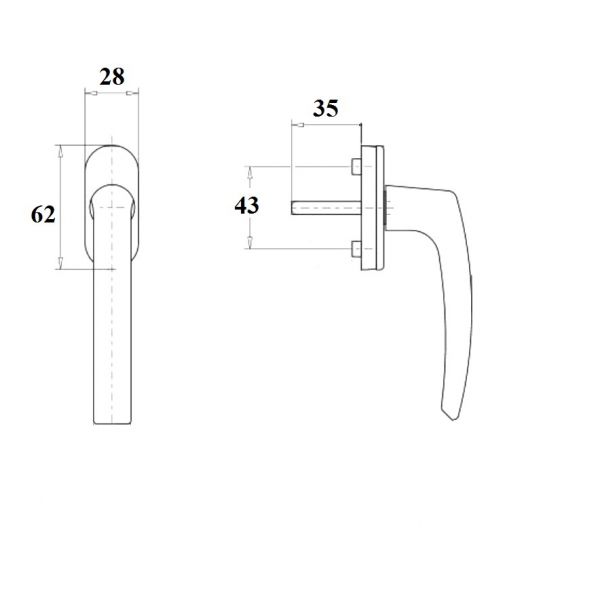 Klamka okienna do DR tworzywowa ECO brąz