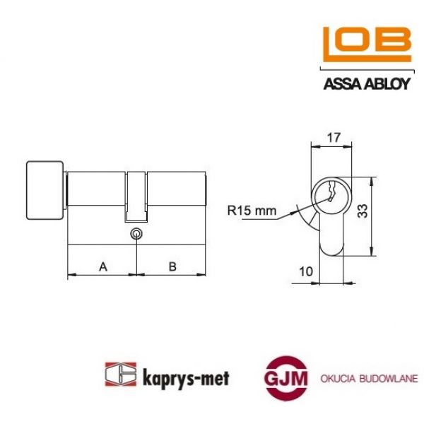 Wkładka LOB 45G/50 z gałką nikiel Ares WG54