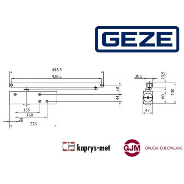 Geze TS 3000 V samozamykacz bez ramienia czarny
