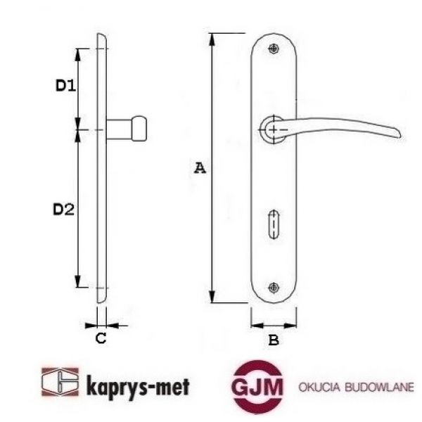Klamka SPACE m6/m9 satyna 90 na wkładkę DOMINO lewy