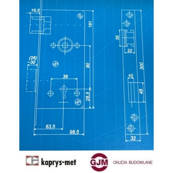 Zamek bramowy na klucz 90/63,5 mm PAMA II lewy