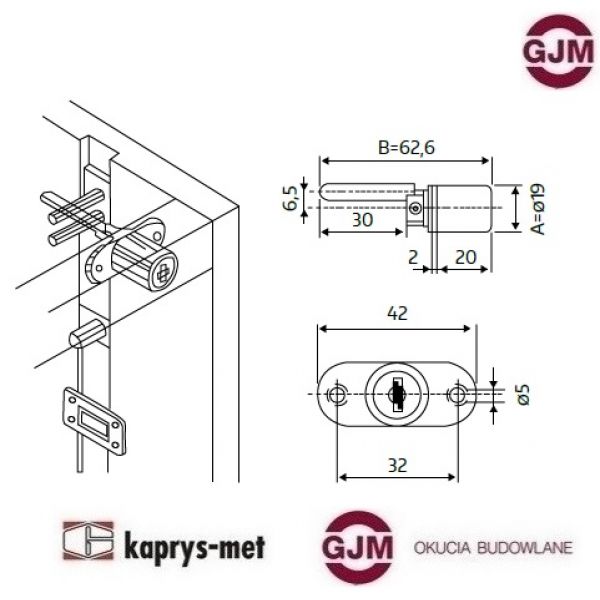 Wkładka GJM do zamka centralnego klucz prosty