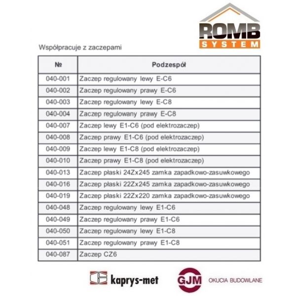 Zamek wpuszczany zapadkowo-zasuwkowy KP-30 041-013 ROMB SYSTEM / K80009269 ALUPROF