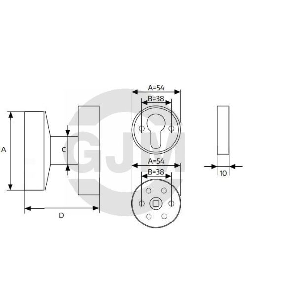 Gałka GJM płaska, stała - stal nierdzewna z okrągłym szyldem