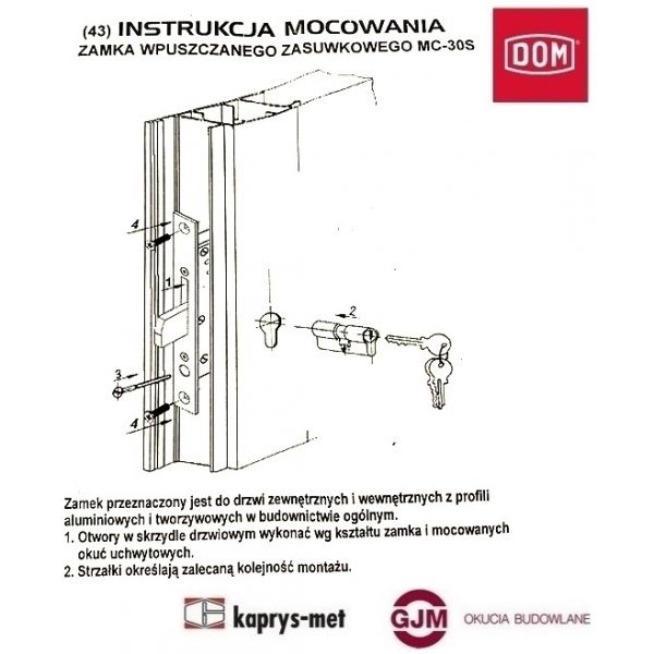 Zamek Aluhard BASIC 30S czoło 24 zasuwkowy