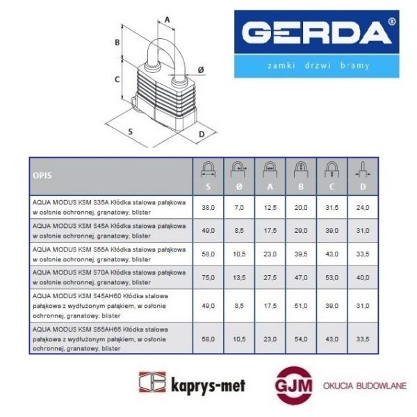 Kłódka AQUA MODUS KSM S45A GERDA