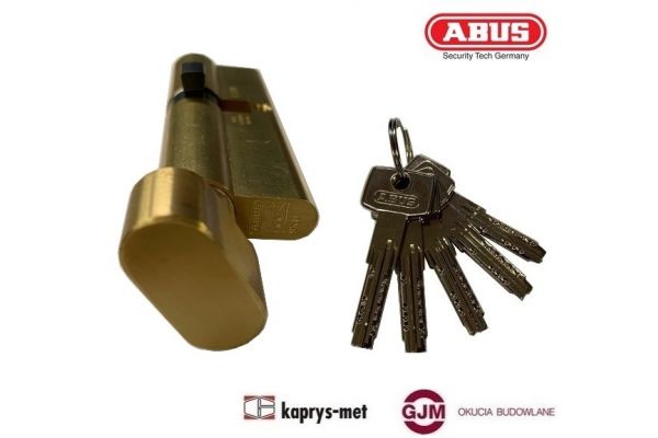 Wkładka bębenkowa ABUS 50/45 G z gałką mosiądz D10 atest  C 5 kluczy