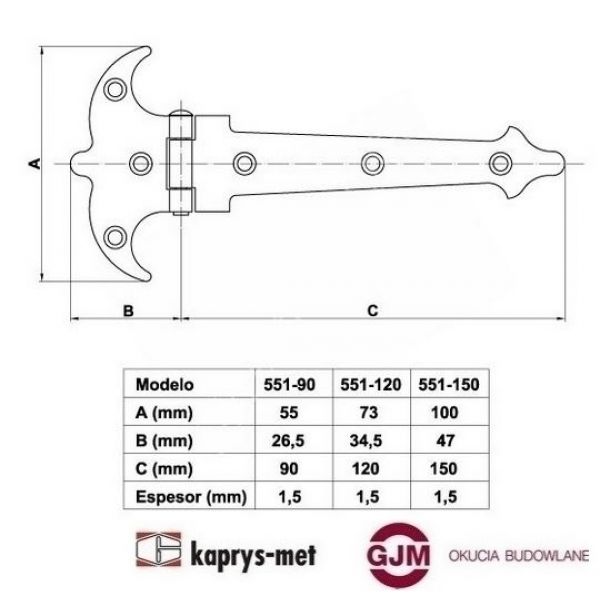 Zawias 551 Amig 150 mm