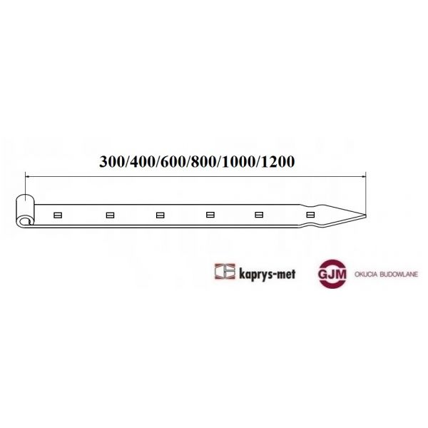 Zawias pasowy 600 mm czarny do drewna
