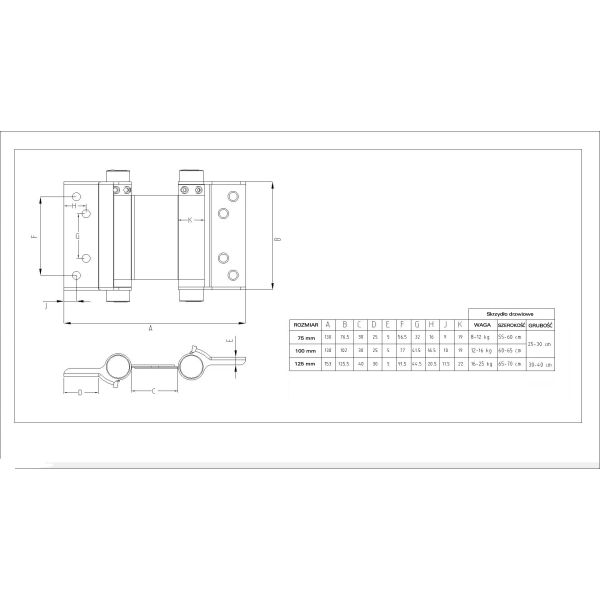 Zawias GJM wahadłowy 100 stal nierdzewna