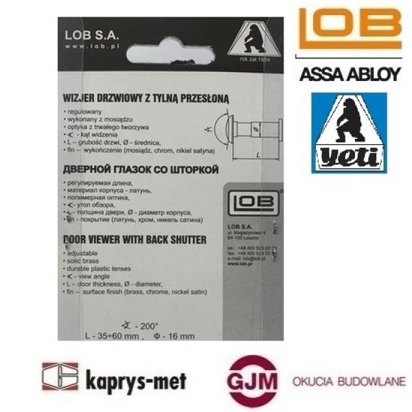 Wizjer YETI ø 16 35-60 satyna