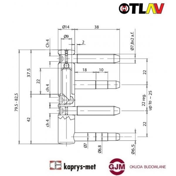 Zawias EXACTA 3D 14 OTLAV biały
