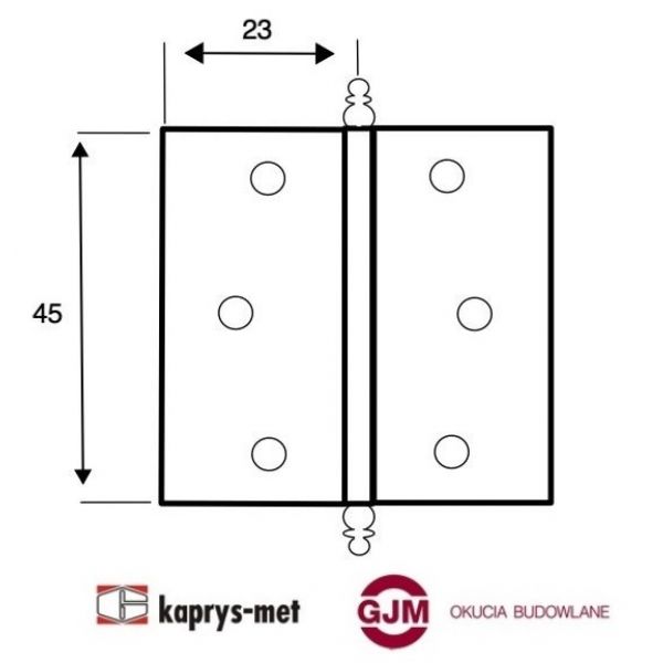 Zawias meblowy składany chrom prawy