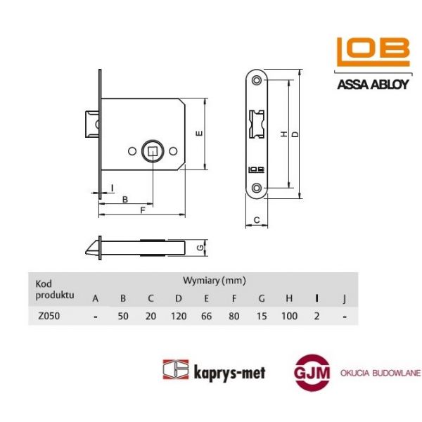 Zamek zapadkowy LOB Z050 nikiel