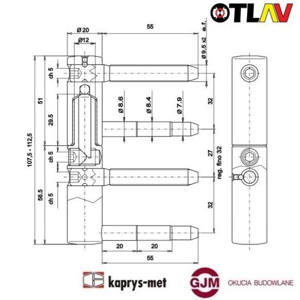 Zawias EXACTA 3D 20 OTLAV biały