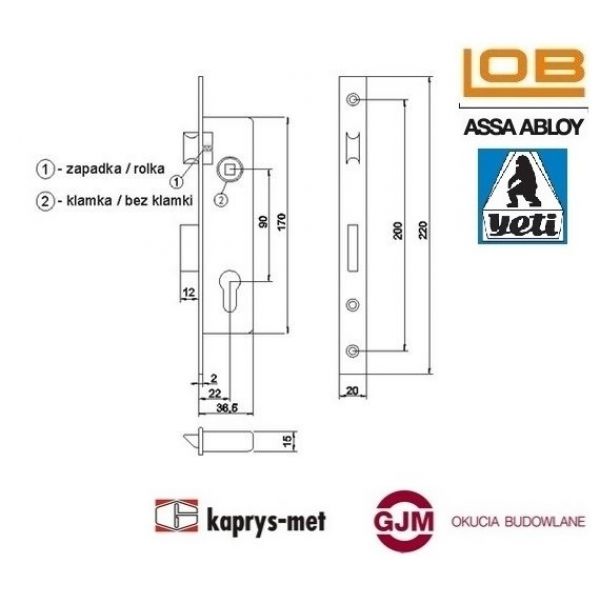 Zamek Z022ZRBY wąski rolkowy na wkładkę YETI