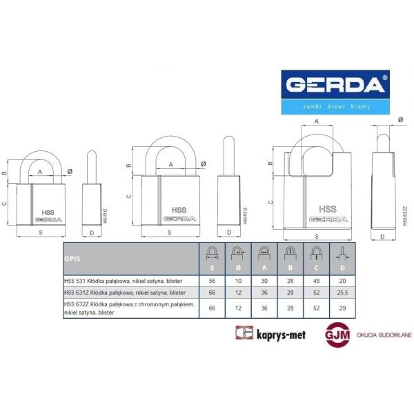 Kłódka Gerda HSS 631Z