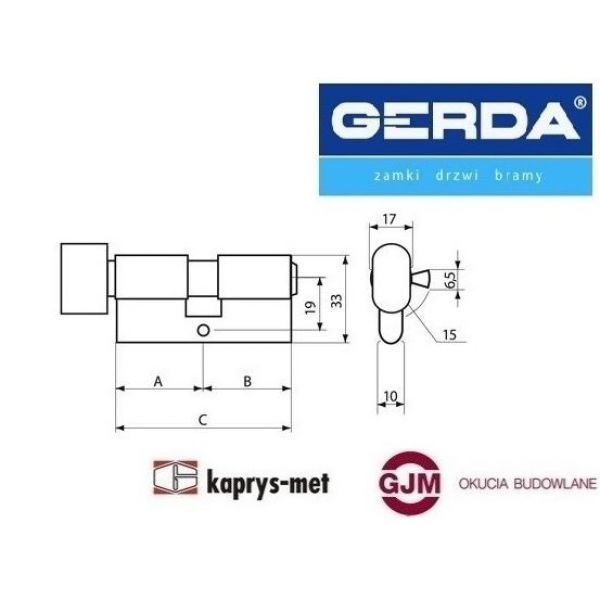 Wkładka GERDA 35G/45 mosiądzl WK E1 z gałką