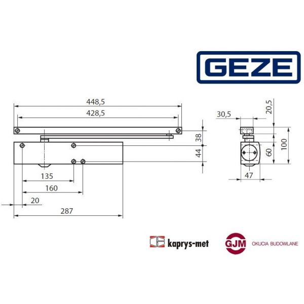 Geze TS 5000 samozamykacz bez szyny biały