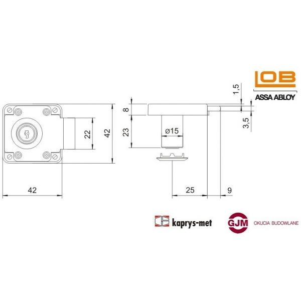 Zamek meblowy LOB ZMB4