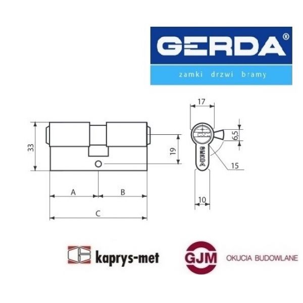 Wkładka GERDA H PLUS 30/35 mosiądz atestowana