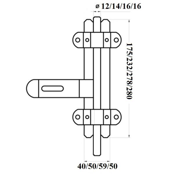 Zasuwa bramowa 450 duża malowana czarna