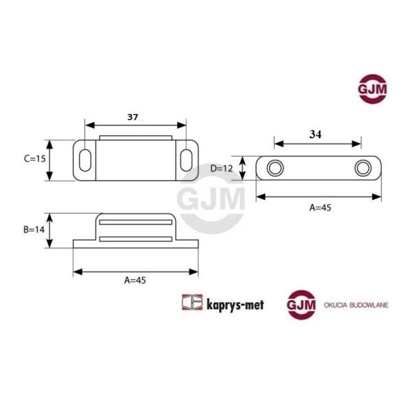 Zatrzask magnetyczny GJM brąz