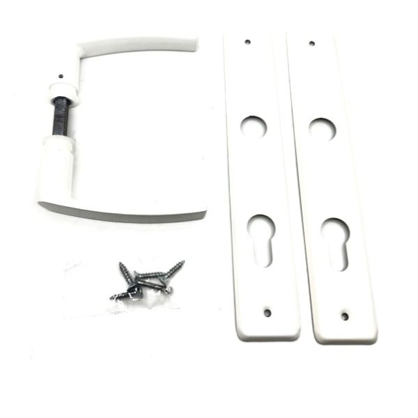 Klamka malowana długi szyld 90 na wkładkę biały Bajda