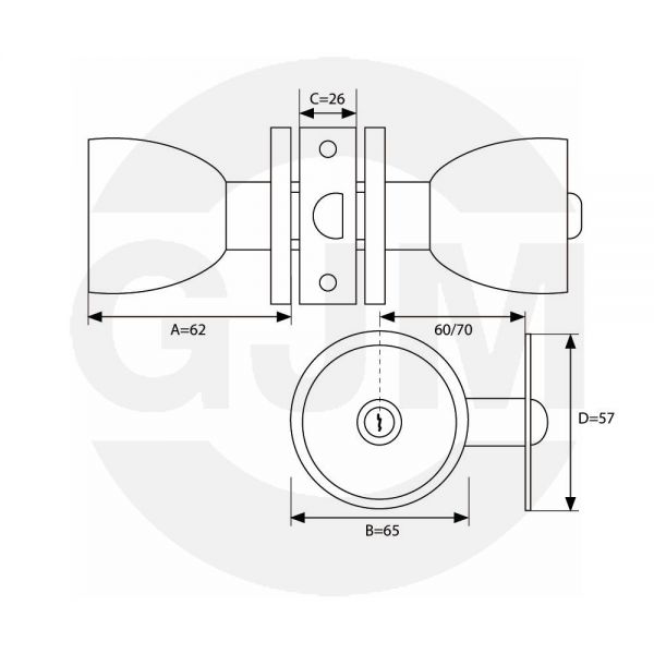 Gałka drzwiowa z zamkiem satyna