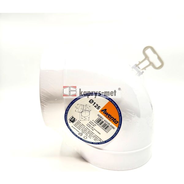 Kolano AWENTA kanału Q125 (biały)