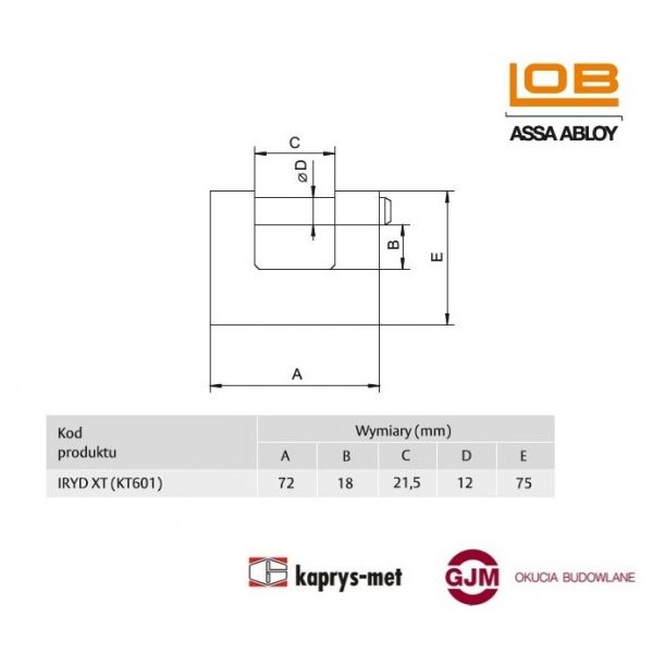 Kłódka trzpieniowa atestowana IRYD XT KT601 LOB