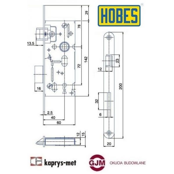 Zamek 72/40 na klucz HOBES K103 uniwersalny