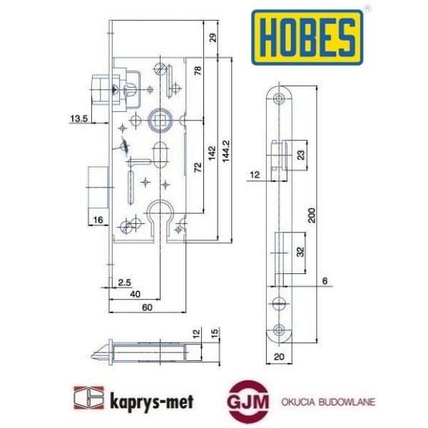 Zamek 72/40 na wkładkę HOBES K105 uniwersalny