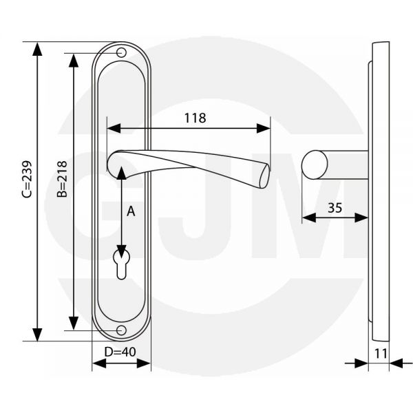 Klamka GJM Romana 72 mm na wkładkę patyna M3