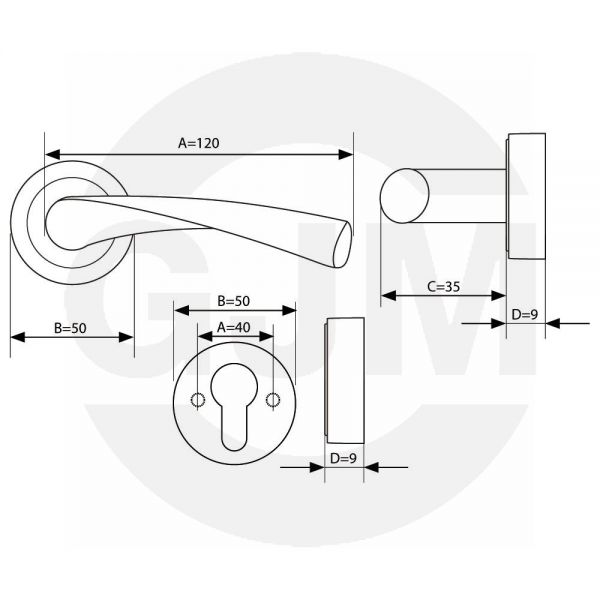 Szyld GJM okrągły patyna M3 do klamki Presto/Romana na wkładkę