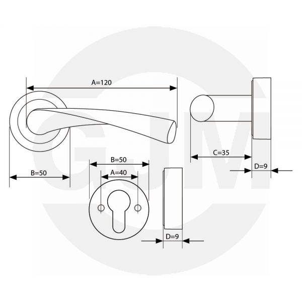 Szyld okrągły na klucz satyna/chrom do klamki Presto/Romana M6/9