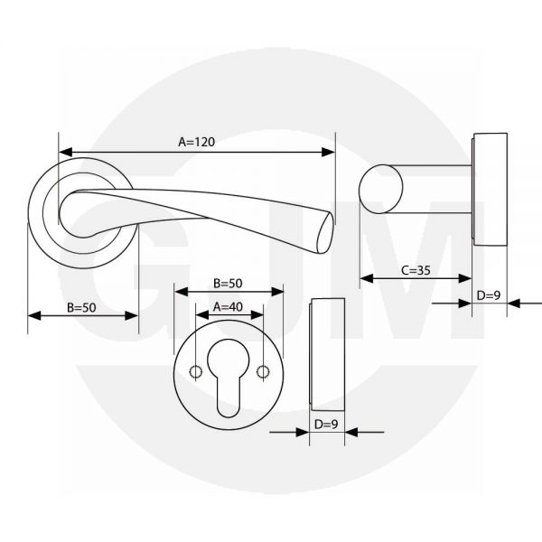 Klamka GJM Presto z okrągłym szyldem satyna/chrom M6/M9