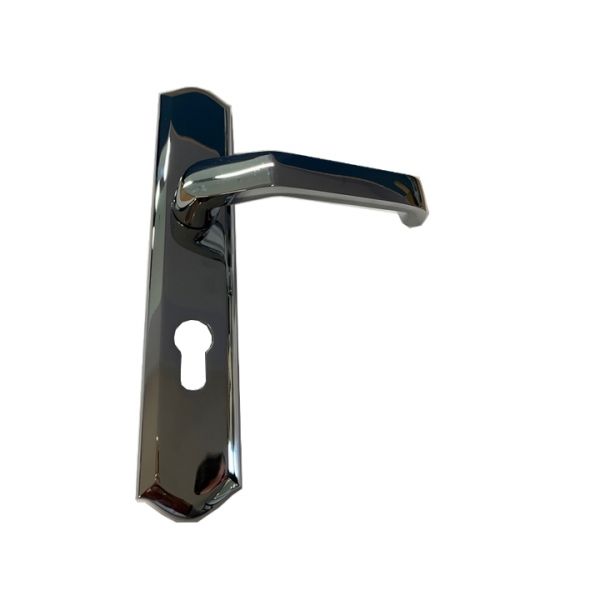 Klamka drzwiowa długi szyld 72 wkład chrom M90 odlewana