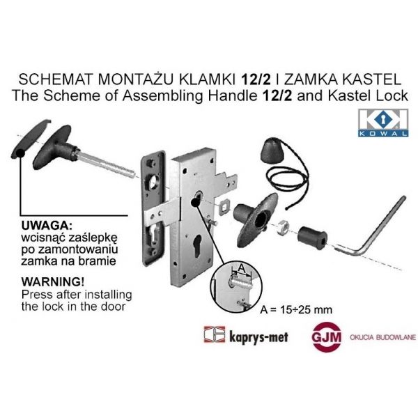 Klamka garażowa z szyldem KOWAL