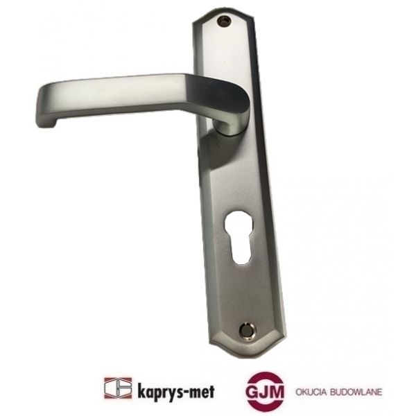 Klamka drzwiowa długi szyld 72 wkład nikiel satyna M90