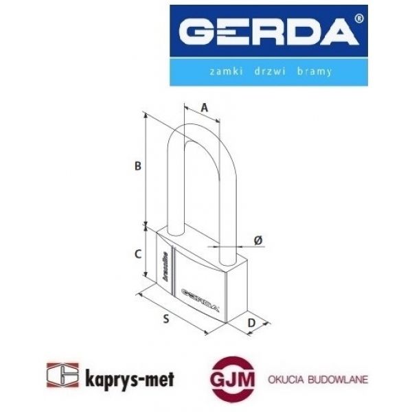 Kłódka GERDA KMZ4030 A mosiądz S40H66