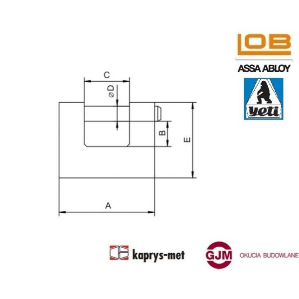 Kłódka znalowa Yeti KTZ75Y PCV, trzpieniowa, laminowana PCV - 12 sztuk !!!