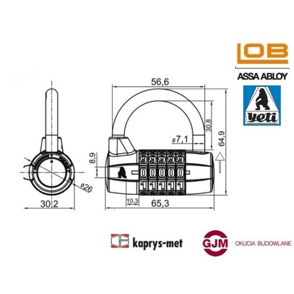 Kłódka walcowa szyfrowa Yeti KWSY
