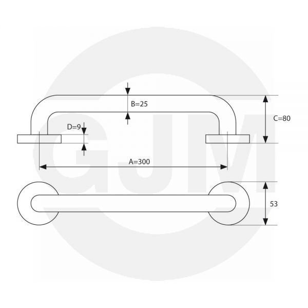 Uchwyt drzwiowy GJM INOX 25x300 pojedynczy