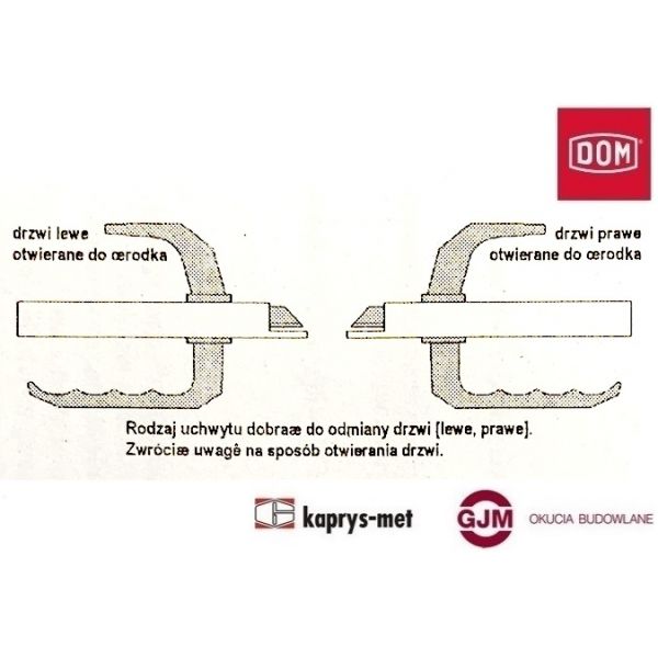 Uchwyt - Klamka K-90 tarcze 165/72 na wkładkę DOM POLSKA czarny lewy