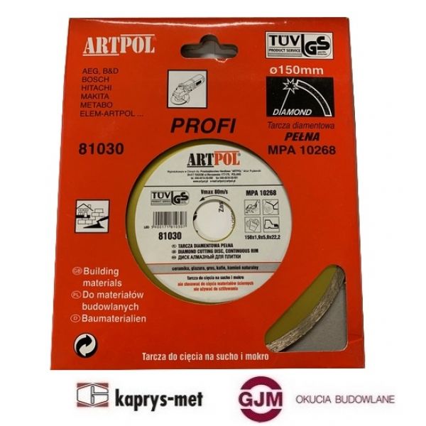 Tarcza diamentowa pełna 150 mm MPA10268 ARTPOL