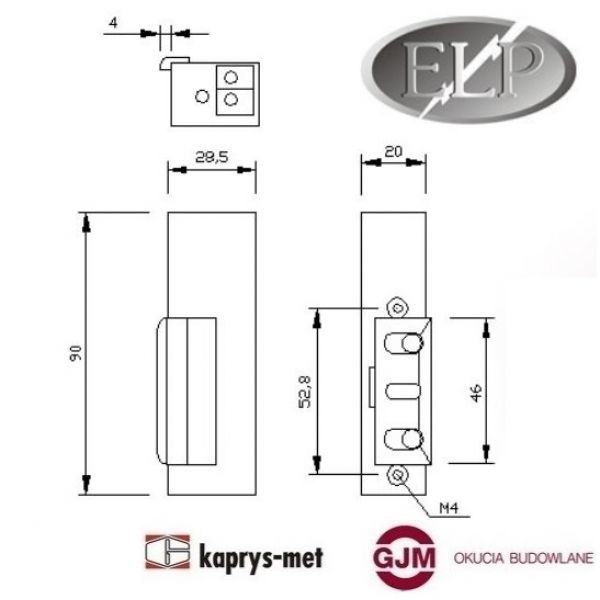 Zaczep Elektromagnetyczny R3 lewy bez blokady Elektra Plus R3-12.10L