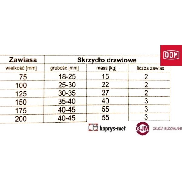 Zawias wahadłowy 175 lakier czarny / szary DOM POLSKA