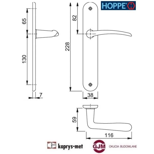Klamka drzwiowa ISTAMBUŁ HOPPE patyna 90 długi szyld